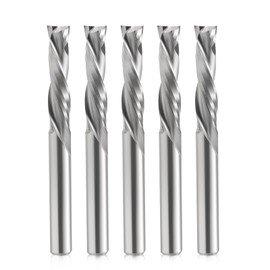EU_HOZLY 5 x 22 mm Up & Down Cutting Two Flutes Spiral Carbide Work Tool Cutter 5 mm Shank for CNC Router Compression Wood Bits Pack of 5