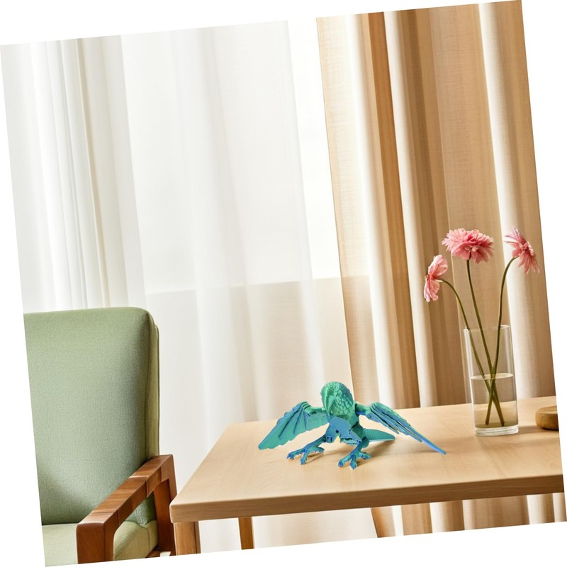 KOMBIUDA Printed Parrot Figurine Realistic Flexible Bird Model for Articulated