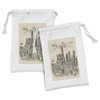 Lunarable City Fabric Pouch Set of 2, Hong Kong Sketch