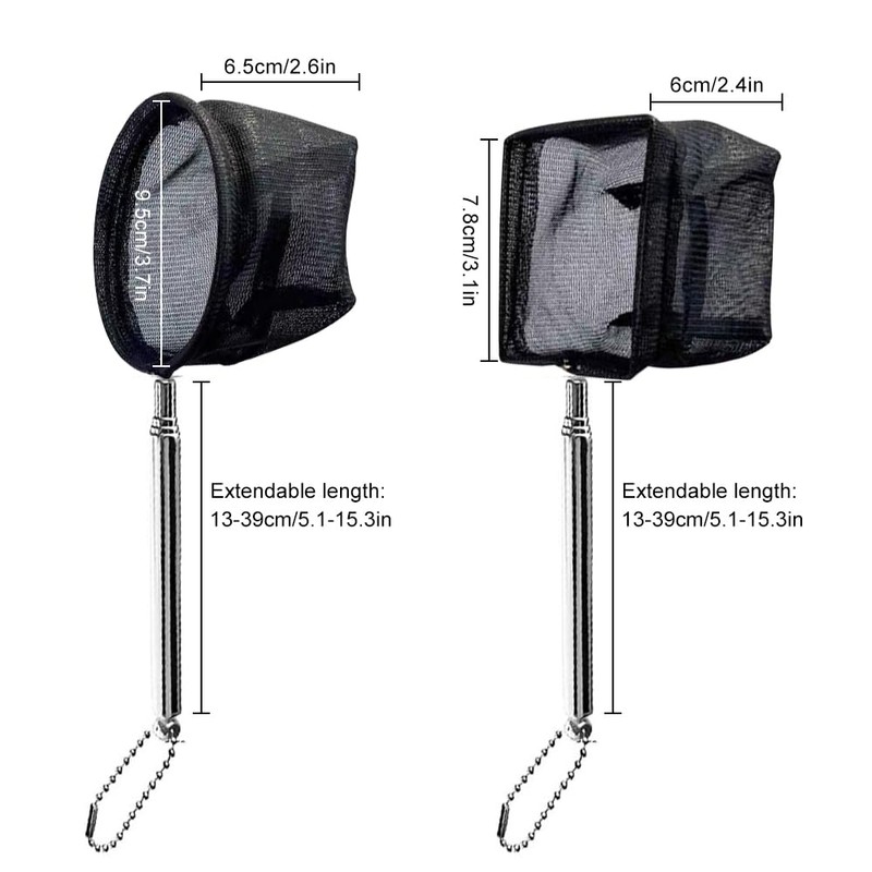 2Pcs Aquarium Fish Net, Tiny Fish Tank Net, Soft Round/Square