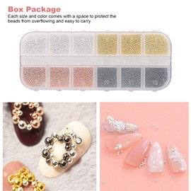 Nail Art DIY Ball Decorations - Mini Metal Balls 3D Steel Beads Nail Art Steel Ball Decorations Metal Beads Mixed Size Manicure Decor Beads Nail Art Accessories for Home Salon (07)