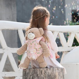 GAGAKU Doll Carrier from 3 Years Belly Carrier Baby Dolls Accessories Crosses Shoulder Straps Baby Carrier Doll Toddler Doll Carry Bag Stuffed Toy Carrier Cuddly Toy Carrier - Rose - Rabbit Garden