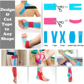 CHOIMOKU Sport Tape Kinesiology Tape for Knee Pain 2”Bulk Sports Tape 2 inch Athletic Tape Uncut Core Tape Waterproof Nude Elastic for Muscle Joint Shoulder Pain, 6 Roll Black & Beige