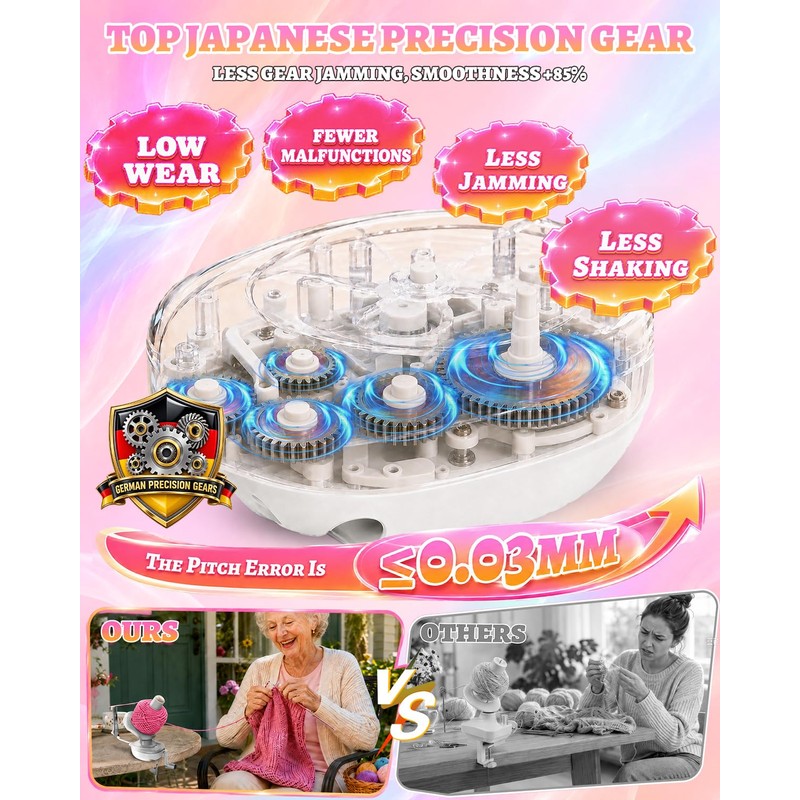 3.0 Upgrade Yarn Winder for Knitting and Crocheting【Top Precision Gear】Gray