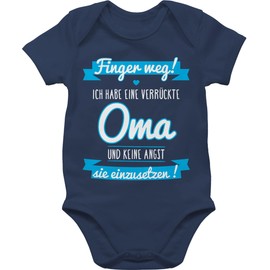 Shirtracer - Baby Bodysuit Boy Girl - Sayings - Ich habe eine verrückte Oma Blue, 1 Navy Blue