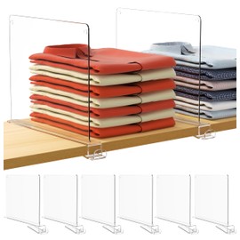 HBlife 12 Inches Tall [Extra Tall Version] Clear Shelf Dividers, 4 Pack Purse Organizer for Closet Perfect for Sweater, Shirts, Handbags in Bedroom and Kitchen, Acrylic Bookshelf for Organization
