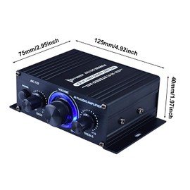 Ragyzity Power Amplifier Home Audio System, AK170 Amplifier DC 12V, Home Audio Stereo Hi-Fi Power Amplifier, Dual Channel Sound Stereo Receiver Box with LED for Speaker PC TV Cell Phone Car Vehicle