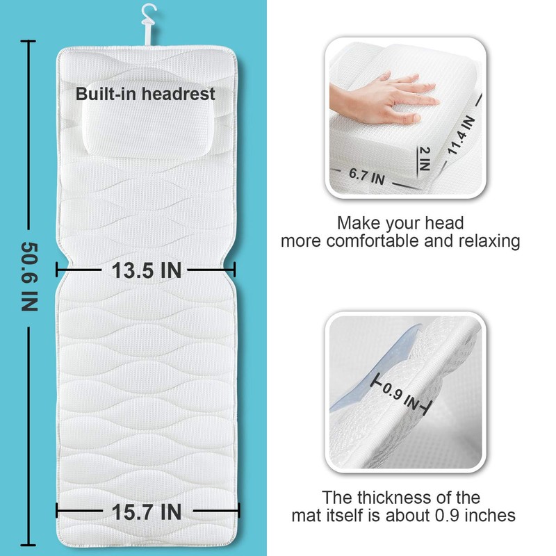 OMYSTYLE Full Body Bath Pillow, Bath Pillows for tub with
