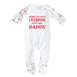 Born to Love Liverpool Just Like Daddy Cotton Newborn Sleepsuit for Baby Niece Nephew
