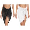 a755 Bikini Cover-up, Women's Irregular Multi-functional Shawl Beach Blouse with Tassels Black - Free Size (Length 66cm, Width 145cm) 10ea