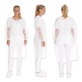 FRANZ MENSCH Hygostar Gown with Elasticated Arms Polypropylene White L L L 115 cm Circumference 140 cm Pack of 100