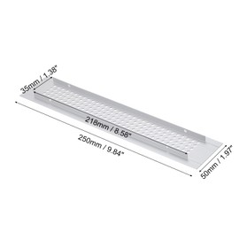 sourcing map Air Vents Cover, 2Pcs 250 x 50mm Aluminum Alloy Rectangle Air Return Vent Cover with Screw, Ventilation Grille Decorative Covers for Door Cupboard Wardrobe Shoes Cabinet (Silver)