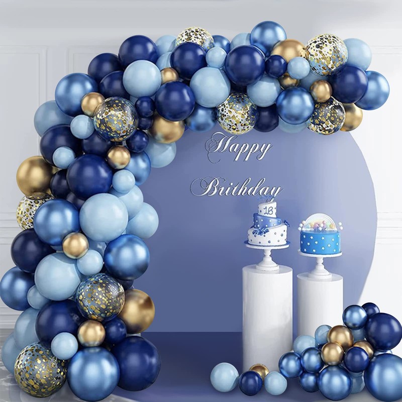Kit arco palloncino blu, 133 pezzi, ghirlanda palloncino compleanno con