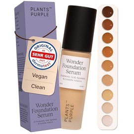 Wonder Foundation Serum - Make Up Gentle Coverage | All Skin Types | With Hyaluronic Acid + Squalane | Regenerating Effect | Tinted Face Serum Long-Lasting Glow | plants are purple (Amber 30 ml)