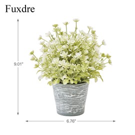 Fuxdre 2 Packs Small Fake Plants Mini Artificial Faux Plants with Flowers for Kitchen Office Home Room Farmhouse Bathroom Coffee Table Decor(Yellow & White)