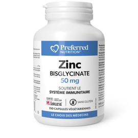Preferred Nutrition® Zinc Bisglycinate 50 mg 150 Vegetarian Capsules, Easy on the Stomach, High Absorption, Immune Support & Connective Tissue Formation