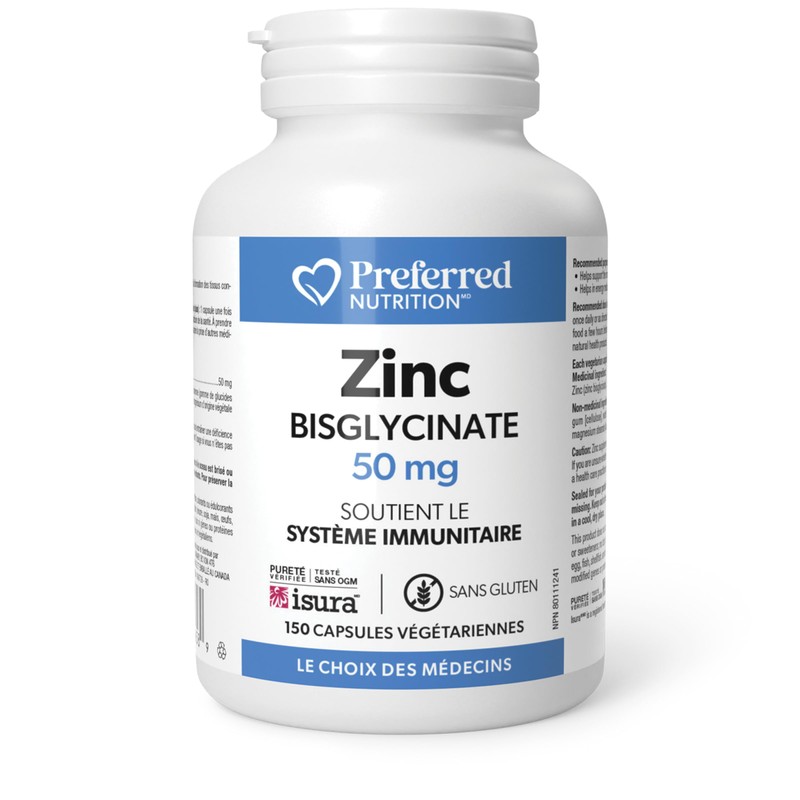Preferred Nutrition® Zinc Bisglycinate 50 mg 150 Vegetarian Capsules, Easy