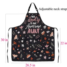ENSIANTH Aunt Apron Gift Auntie Gifts from Niece Nephew This Lady is One Awesome Aunt Cooking Kitchen Chef Grill Apron with Pocket (Aunt Apron)