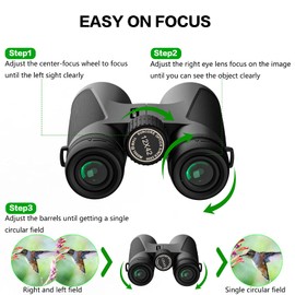 Compact Binoculars for Adults Large Eyepiece Waterproof Binoculars for Bird Watching High Powered Easy Focus Binoculars with Low Light Vision for Outdoor Hunting Travel (12×42HD)