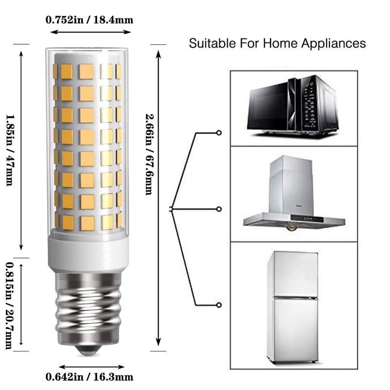 LUHMQ E17 LED Bulb 3 Pack Microwave Oven Appliance Light