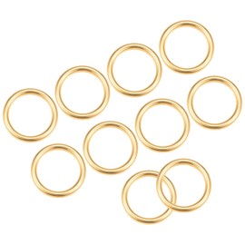 [METALLIXITY] Metal O Ring Buckle 20mm Inner Diameter 3mm Thickness 10pcs Welding Zinc Alloy Round Ring for Craft DIY Bag Handbag Belt Gold Tone