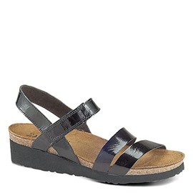 NAOT Kayla Women's Sandals – 3-Strap Support with Backstrap, Cork-Latex Footbed, Arch Support – Comfortable for All-Day Walking – Black Matte Leather - 9-9.5 W US