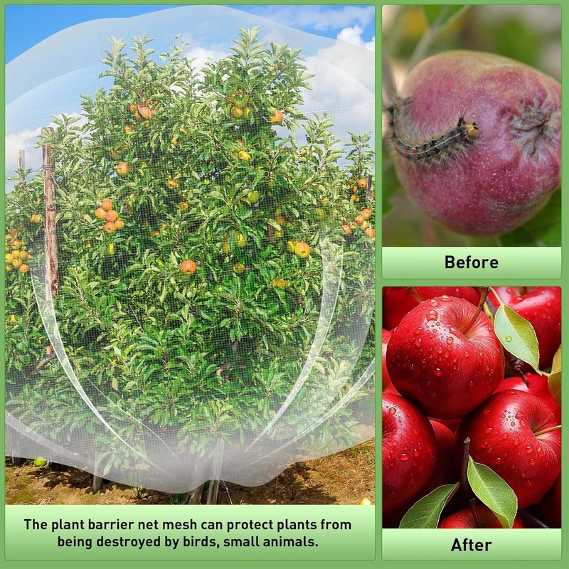 2PCS Large Fruit Tree Netting with Drawstring and Zipper, 8