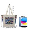 BROADREAM Canvas Tote Bag Aesthetic - Zippered Book Tote Bag