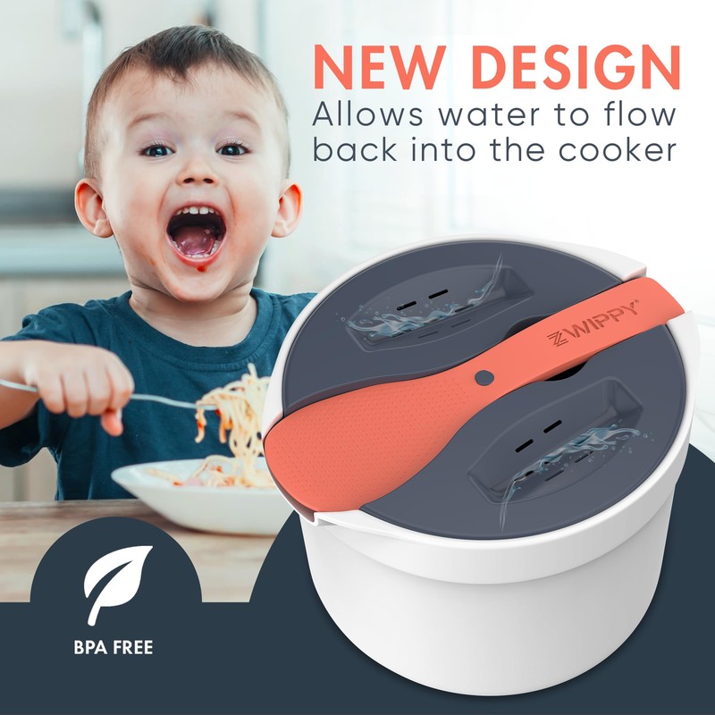 Zwippy Microwave Rice Cooker Steamer and Pasta Cooker with Strainer