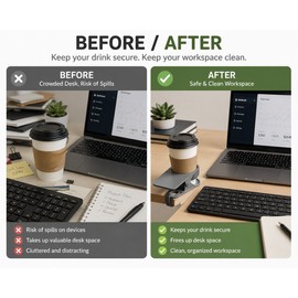 Desk Cup Holder for Drinks – Space-Saving Side Organizer for Office, Car & Gaming Desks