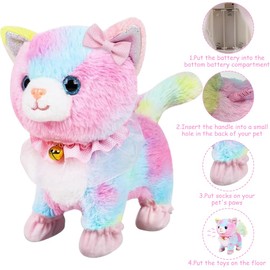 Hojalis Interactive Plush Toy Cat, Cat Toy Children, Interactive Electronic Plush Cat with Walking, Tail Wagging, Toy Cat for Children, Cat Children's Toy, for Children from 3 Years