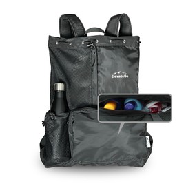 ElevateCo Swim Bag Mesh Drawstring Backpack with Wet Pocket for Swimming, Gym, and Workout Gear (Black)