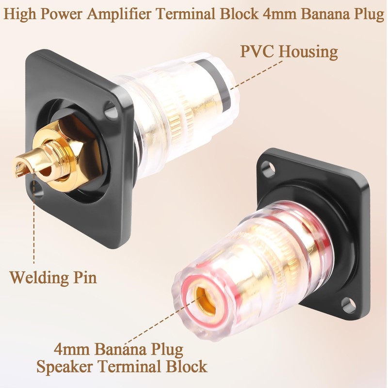 QIANRENON Speaker Large Terminal Block Panel Mount Adaptor High Power