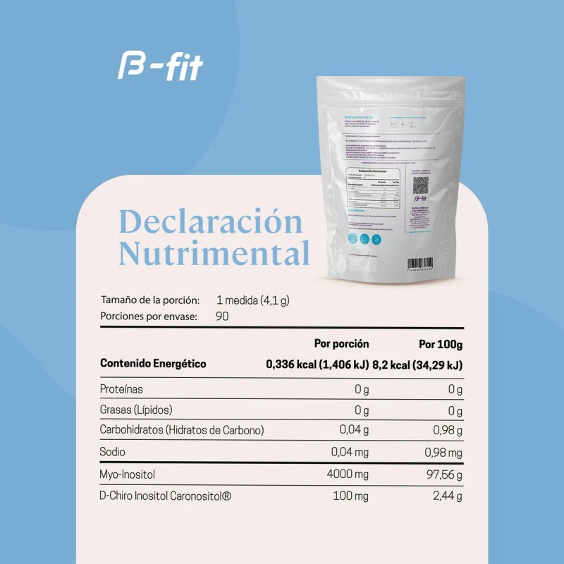 Just Inositol Caronositol Myo-inositol D-chiro 90 Porciones Sabor Sin sabor