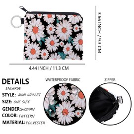 FAVORTALK Small Coin Purse Pouch for Women Girls Change Purse with Zipper Portable Strap Wallet Bag Key Cash Holder Sunflower Printed Small Cosmetic Bag 4.72"x 3.74", 3321