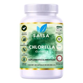 Alga Chlorella Orgánica 120 Cáps  Suplemento Alimenticio  Saisa Herbal  Detox, Energía y Sistema Inmune  Antioxidante Natural                         