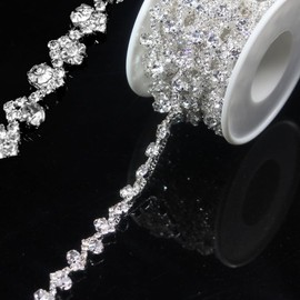 PEARLY JUN 273 cm Crystal Rhinestone Chain for Sewing Rhinestone Ribbon for Sewing Leather Shoes Rhinestones Tassel Chain DIY Bouquet Decoration Clothing Wedding Headwear