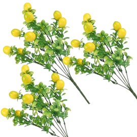 Aphmeir 3 Pack Artificial Lemon Branches for Vases, 14 Inch Fake Lemon Decor Lifelike Plant Decor Fake Tree Branches for Home Kitchen Decor Table Centerpiece