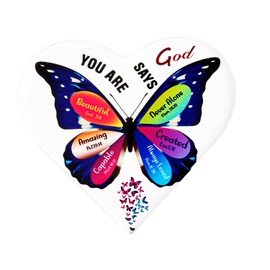 Vanyibro Christian Gifts for Women Heart Shape Gift Butterfly Religious Gifts for Women Jesus Desk Decor for Home Inspirational Spiritual Baptism Gift with Religious Gift (Butterfly)