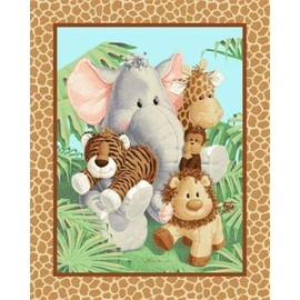 Veedaf 36" Fabric Traditions Panel - Jungle Babies Patty Reed Nursery Baby Wallhanging