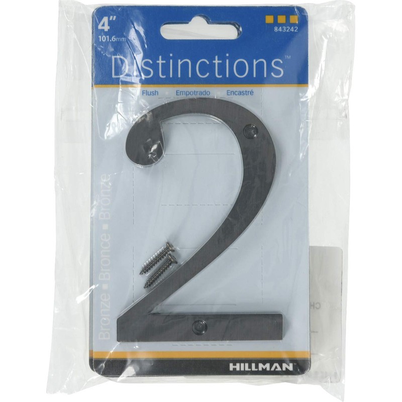 Distinctions 843242 4" Flush Mount Bronze House Number 2, 1
