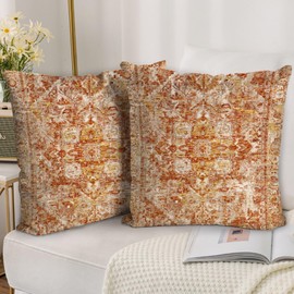 HZYKDWD Boho Cushion Covers 45x45 cm Set of 2,Boho Vintage Carpet Pattern Antique Ethnic Decor Double Sided Pattern Throw Pillow Covers Soft Pillow Case Living Sofa Room Bed Square Pillow Cover