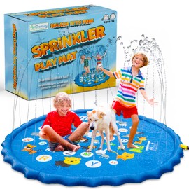 ArtCreativity Splash Pad for Kids and Pets - 60 Inches - Non-Slip Sprinkler Baby Play Mat with Sound & Light - Outside Water Toys for Toddlers and Dogs - Inflatable Kiddie Summer Wading Pool Toy