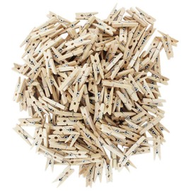 Shatchi 100 Natural Wooden Colour Mini Craft Pegs Cloth Photo Hanging Spring Clips 25mm