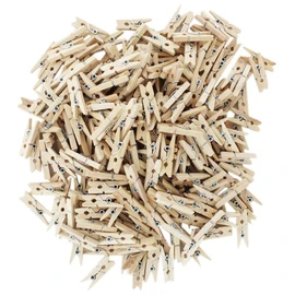 Shatchi 100 Natural Wooden Colour Mini Craft Pegs Cloth Photo Hanging Spring Clips 25mm