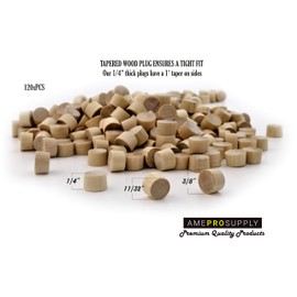 Wood Plugs 3/8 Inch – Flat Head Wooden Hole Plugs for Screw Covers – Button Plugs for Furniture, Cabinets, and DIY Projects (120, 3/8 inch)