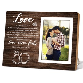 Itsoly Rustic Photo Frame,Gift Picture Frame,1 Corinthians 13:4-8 Love never fails,Couple Gift for Wedding Anniversary, Engagement,Bridal Shower12P043