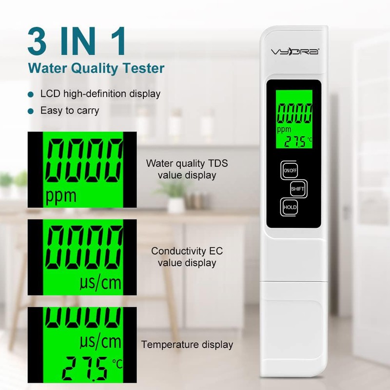 Vydra TDS Digital Water Conductivity Tester ATC with Bag