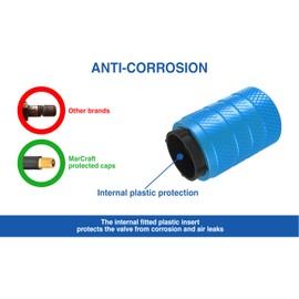 Marcraft Corrosion Resistant (Sky-Blue) Aluminium Tyre Wheel Alloy Valve Caps Dust Caps (4 Pack) Universal for Cars, SUVs, Bicycles, Motorcycles, Trucks | Plastic Insert | Screw-On
