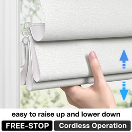 LazBlinds Cordless Roman Shades for Windows, Light Filtering Thermal Insulated Window Blinds, Lightweight Fabric Blinds for Indoor Windows, 21" W x 60" H, Off White